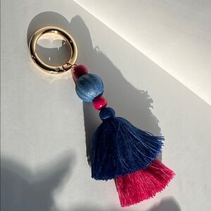 Boho Bag Charm with Blue and Pink Tassel NWOT